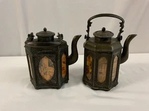 Vintage Chinese pewter, teapot, Metal Reverse Glass ( anh 30 ) - Bild 1 von 3
