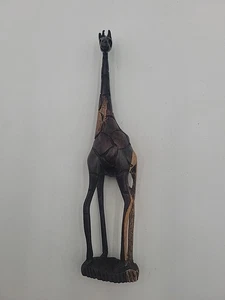 Estatua de arte de madera negra tallada a mano de jirafa vida silvestre africana 9 pulgadas - Imagen 1 de 7
