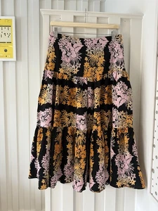 NEW Sandro Floral Seeksucker Cotton Blend Midi Skirt 38 UK 10 BNWT - Picture 1 of 11