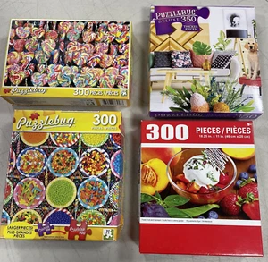 4 Puzzlebug Puzzles Fresh Fruit, Lollipop Sweets, Candy Plates & More Complete - Picture 1 of 17