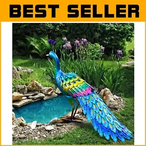 Vibrant Painted Metal Peacock – Perfect Garden Decor and Housewarming Gift - Picture 1 of 11
