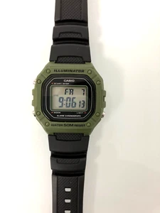 Casio Illuminator 3224 W-218H Water Resist 50M Alarm Chronograph Green Black - Picture 1 of 11