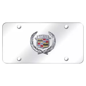 Chrome Logo on Chrome License Plate - Officially Licensed for Cadillac - Picture 1 of 3
