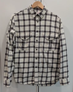 Filson Alaskan Guide Shirt Men's Small Cream Brown Plaid Flannel Classic - Picture 1 of 18
