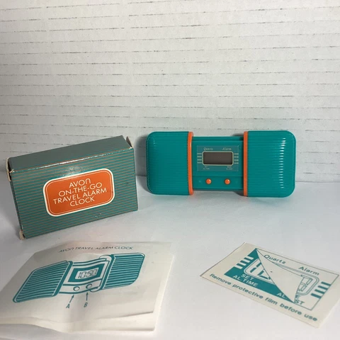 Vintage 1970's Collectible Avon On-the-Go Travel Alarm Clock, Quartz Cover