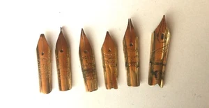 ***PARTS SALE!*** Lot 8: 6 x gold nibs: 2 x Eversharp, C. St. 2 x Swan, Blac - Picture 1 of 3