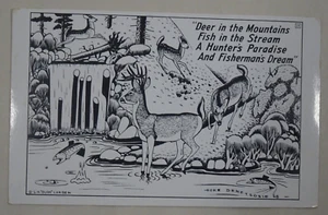 1949 LH Dude Larsen Western Chrome Postcard Deer In The Mountains Unposted USA - Picture 1 of 2