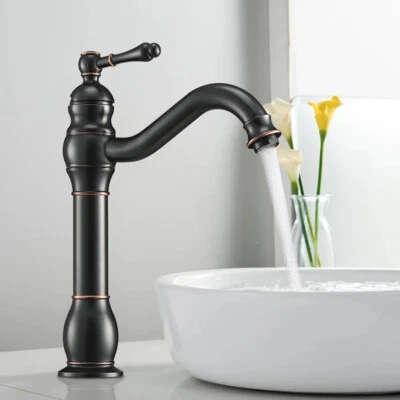 DARDVORLAG Retro Antik Wasserhahn Bad Schwarz Hoch Waschtischarmatur Armatur Mischbatterie