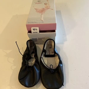 ABT MÄDCHEN ODER JUNGEN SCHWARZE BALLETT-/TANZSCHUHE GRÖSSE 10,5 HERVORRAGENDER ZUSTAND - Bild 1 von 5
