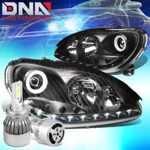 BLACK HALO LED HEADLIGHT+SIGNAL LIGHT+WHITE LED H7 HID W/FAN FIT 00-06 W220 - Picture 1 of 12