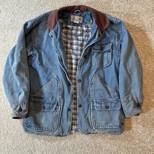 Vintage Denim youth L 10/12 Great land lined blue denim chore jacket barn 90s - Picture 1 of 9