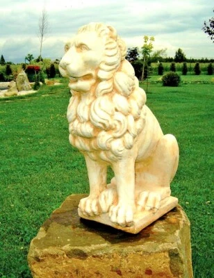 🔶Steinfiguren Löwen 2er SET Steinlöwen Garten Steinkunst Deko Bayern BLACKFORM - Bild 1 von 2