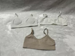 3 Girls white brown 1 padded Seamless Crop Bralette soft bra size small - Picture 1 of 3