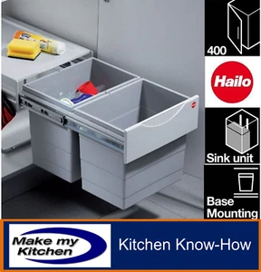 Hailo 36ltr Space Saving Tandem Recycling Waste Bin for 400mm Kitchen Unit - Picture 1 of 1