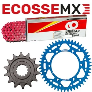 Yamaha YZ250F WR250F Unibear Red Heavy Duty Chain & Supersprox Blue Sprocket Kit - Picture 1 of 7