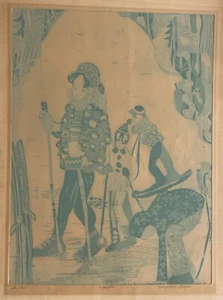 Maryellen Shafer West Hartford Ski Girl 29+22 Inches Intaglio Signed - Picture 1 of 11