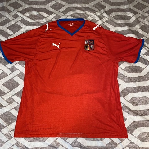 Puma Czech Republic Red Football Soccer Shirt Jersey Mesh Front Sz XL Futbol Cover