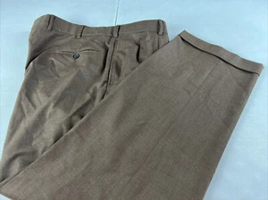 BIG & TALL Brooks Brothers Men's Brown Solid Wool Dress Pants 41X31 $150 - Picture 1 of 7