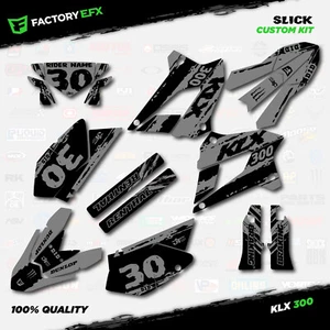 Black & Gray Slick Racing Graphics Kit fits 20-23 Kawasaki KLX300SM KLX 300SM - Picture 1 of 8