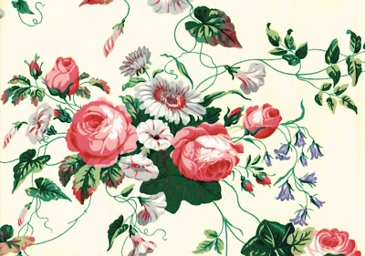 Tapicería de cortinas de algodón floral Waverly Fabric Vanity Fair Foto 1 de 3