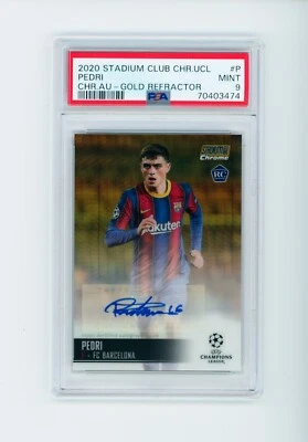 2020 Pedri Topps Stadium Club Chrome Gold Refractor Autographed Rookie /50 PSA 9 - Image 1 of 3