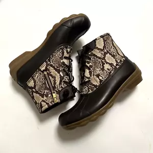 NWOB SPERRY Saltwater Snake Print Textile Duck Boots Waterproof Rain Snow SZ 9.5 - Picture 1 of 8