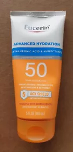 Eucerin Sun Advanced Hydration SPF 50 crema solare lozione tubo Aox Sheild 5 fl oz - Foto 1 di 3