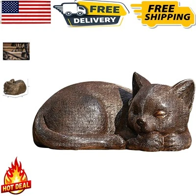 Durable Resin and Stone Sleeping Cat - Perfect Outdoor Garden Gift - Image 1 of 4