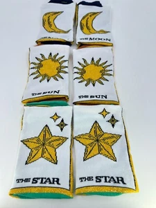 New in Box 3 pairs Bioworld tarot ankle socks fits Women Shoe Size 5-10 Star Sun - Picture 1 of 15