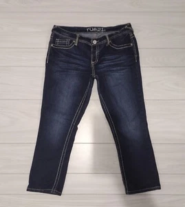 RUE 21 Womens Jeans Crop Size 20 Mid Rise Dark Wash flap pockets size 11/12 - Picture 1 of 6