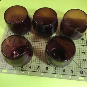 5 Vintage barware glasses - Amethyst color handmade stemless wine glasses - Picture 1 of 7