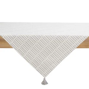 & Garden Grid Check Square Cotton Tablecloth Throw, Grey, 50"W x 50"L - Picture 1 of 4