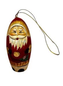 Vintage 80er Jahre Holz Weihnachtsmann Schmuckkästchen Ornament Weihnachten - Bild 1 von 7