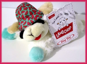 NEW SUMMER WATERMELON PICNIC MULTIPET SOFT PLUSH 6.5" LAMB CHOP DOG TOY SQUEAKER - Picture 1 of 6