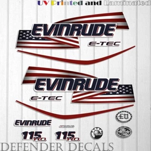 Evinrude 115hp ETEC H.O. 2007-2017 USA Flag White Cowl outboard decal set - Picture 1 of 1