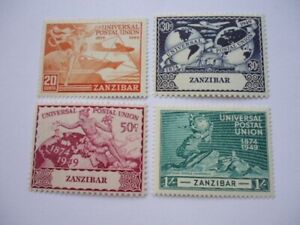 Zanzibar KGVI 1949 SG335-8 20c-1/- MM (light) 75th Anniversary of UPU