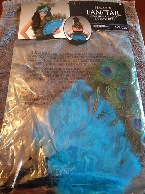 Peacock Fan/Tail Feather Handheld Fan Costume Halloween Dress Up Brand New!! - Image 1 of 4