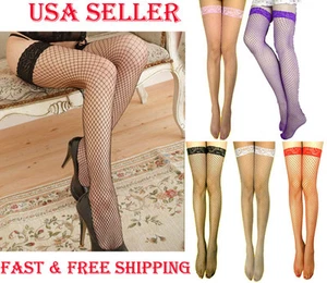 Super Sexy Women Medium Fish Net Lace Stay Up Thigh-Highs Stockings Pantyhose - Picture 1 of 6