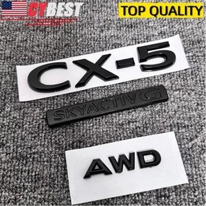 Gloss Black 3x For CX5 CX-5 AWD SKYACTIV G 2020-2024 Hatch Badge Emblem Replace - Picture 1 of 6