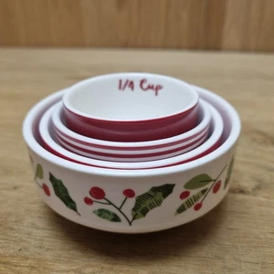 John Lewis Holly Striped Christmas Measuring Cups x4  - Picture 1 of 6