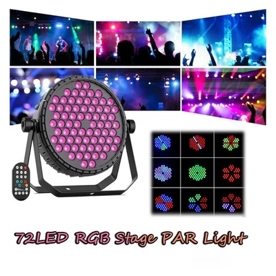 360W 72 LED Stage Light RGBW Par Can Lighting DMX for DJ Disco Party Club Show - Image 1 of 4