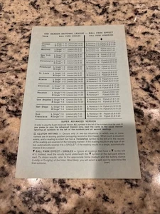 Strat O Matic 1991 BASEBALL Brettspiel Ball Park Effekt Karte EX FS - Bild 1 von 4