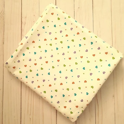 White Cotton Flannel Fabric with Multi-Colored Scattered Hearts 1 1/2 yards - Image 1 of 4