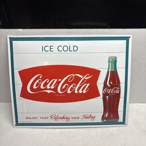 Ice Cold Coca-Cola Logo Enjoy That Refreshing New Feeling Reproduction SignHeavy - Picture 1 of 5