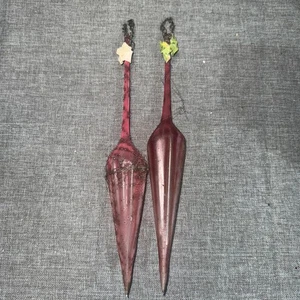 Pair Victorian Mercury Glass Parasol Umbrella Christmas Ornaments 10 in - Picture 1 of 3