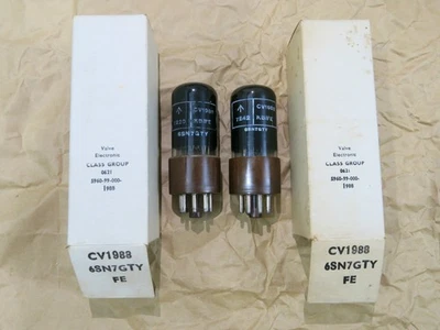 1 par STC Brimar 6SN7GTY CV1988 (B65.ECC32) NOS válvula de tubo militar HECHO EN REINO UNIDO Foto 1 de 2