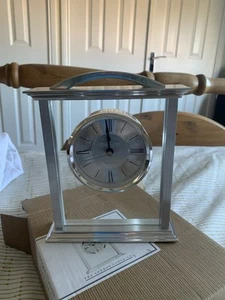 London Clock Company Chrome Coloured Glass Mantel Clock - Picture 1 of 3