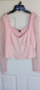 Wild Fable rosa Crop Top mit Spitzenärmeln XL - Bild 1 von 5