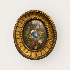 Dipinto Antico Olio su Tavola -Lilly - Cornice in Cartapesta XIX Secolo - Foto 1 di 16