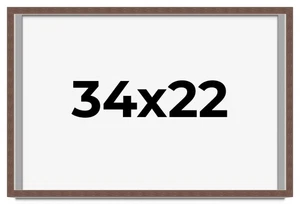 34x22 Shadow Box Frame Brown | 1.125 inches Deep Real Wood Rustic Shadowbox Disp - Picture 1 of 5